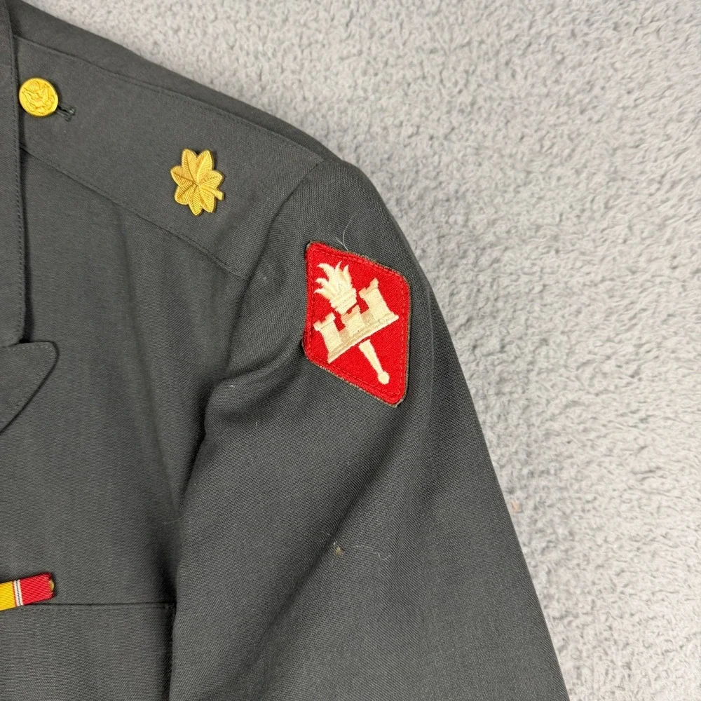 Vintage US Army Service Dress Jacket Mens 42L Tunic Major Engineers Patch